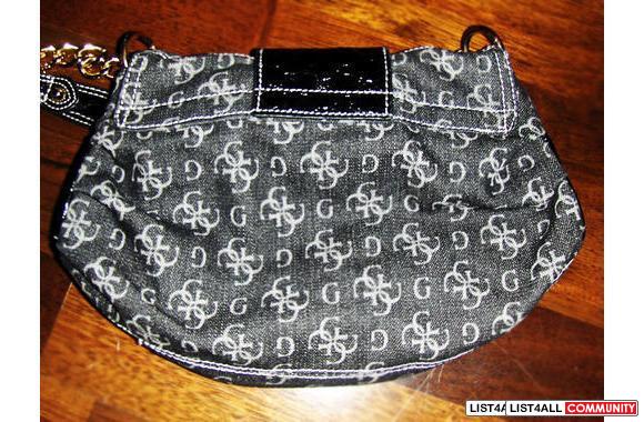 Denim logo  Guess   handbag w/ snake skin straps .