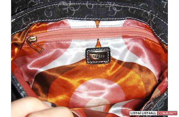 Denim logo  Guess   handbag w/ snake skin straps .