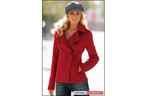 Brand new with tags BOSTON PROPER WOOL PEA COAT IN RED  SIZE 4 (FITS S
