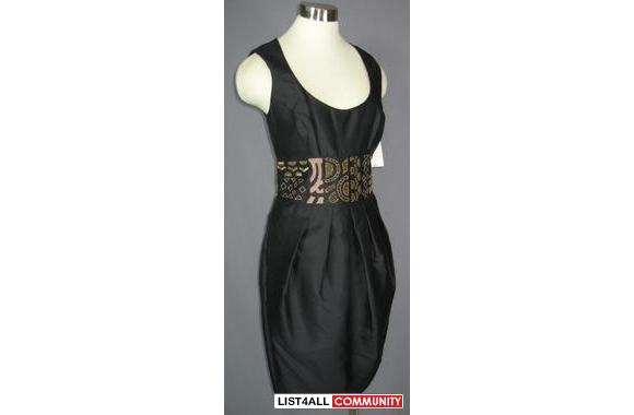 NICOLE MILLER Black Silk Beaded Dress NWT Size 4