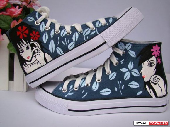 Hand painted middle-top shoes