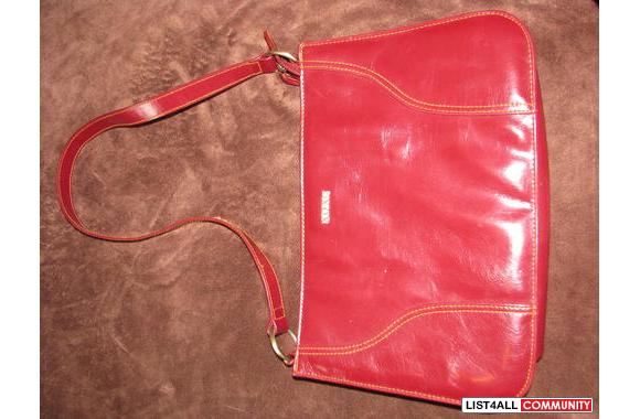 Red XOXO leather look bag , about &quot; tall, 10&quot; long, and 3&qu