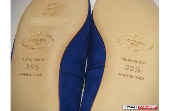 **AUTHENTIC SUEDE PRADA BALLERINA FLATS (GREEN &am