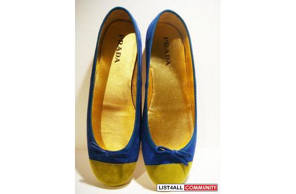 **AUTHENTIC SUEDE PRADA BALLERINA FLATS (GREEN &am