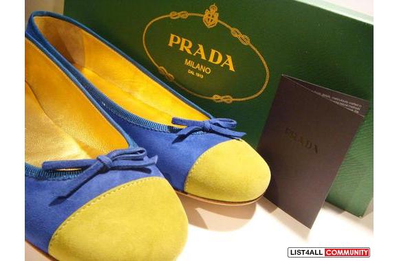 **AUTHENTIC SUEDE PRADA BALLERINA FLATS (GREEN &am