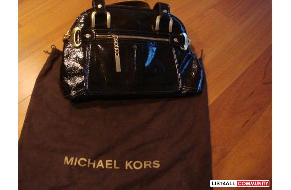Michael Kors Chocolate Patent Leather Chain Bag