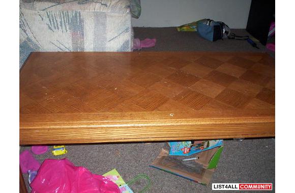 Coffee table. Not bad shape. Brown in color. Offer