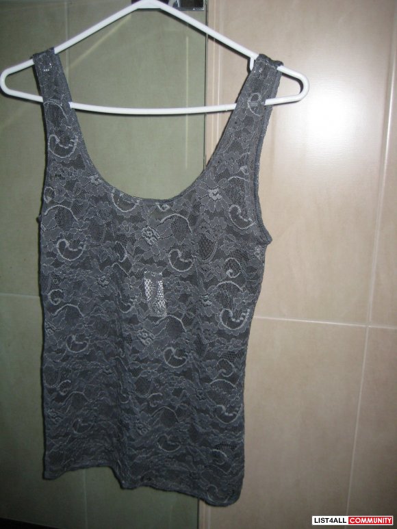 Brand New Talula Stretch Lace Steel Coloured Tank Top
