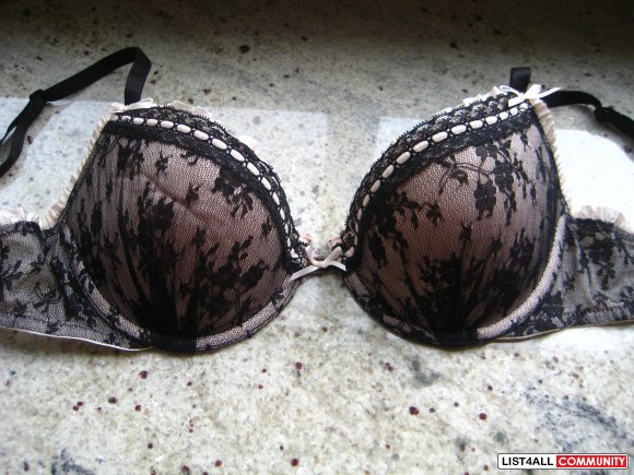 Brand New AE Outfitters' Aerie Black Lace Pink Padded Push Up Bra