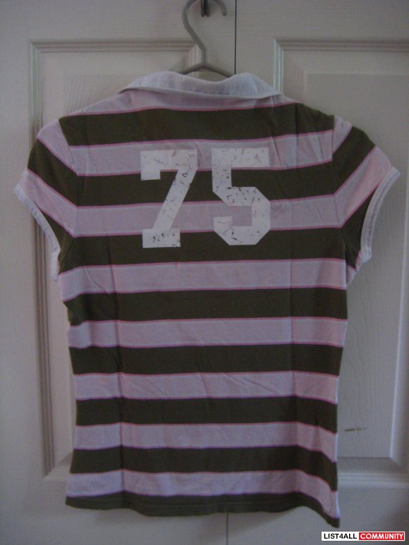 Garage Pink & Olive Striped Polo