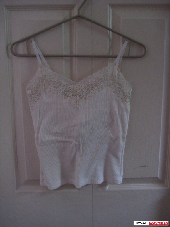 White Lacey Tank Top (Built in Bra)
