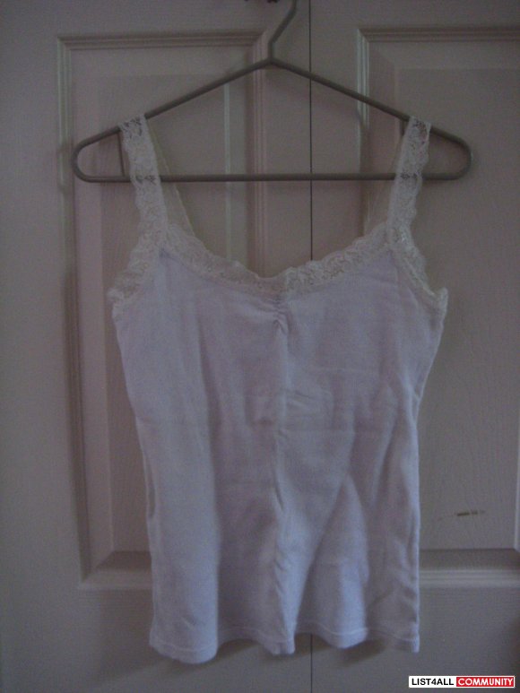 White Lacey Tank Top (Built in Bra)
