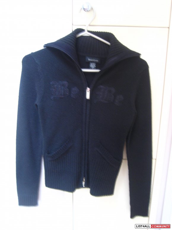 bebe Black Knitted Zip Up