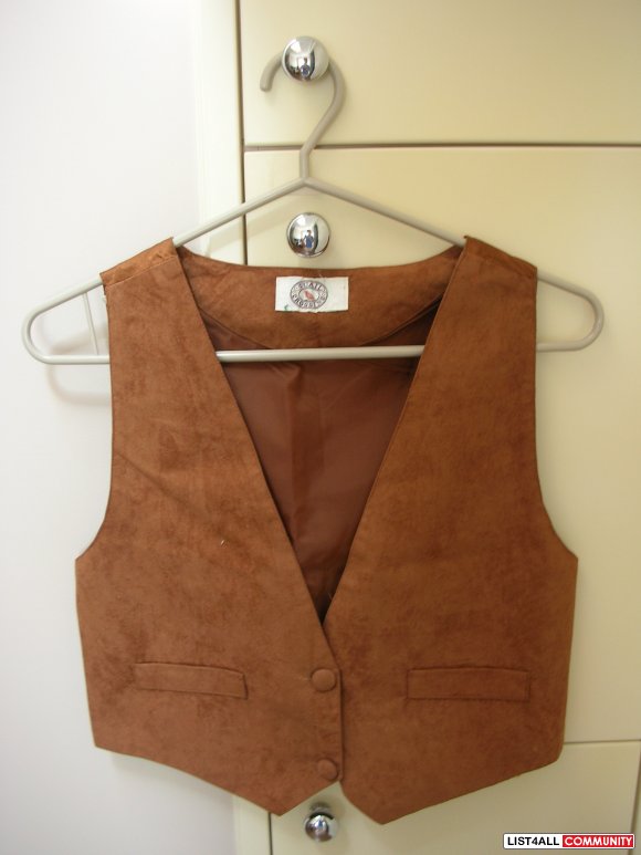 Suede Vest w/ Silk Back Cute Bow Design