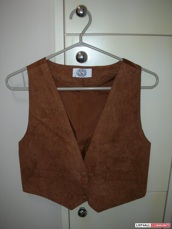Suede Vest w/ Silk Back Cute Bow Design