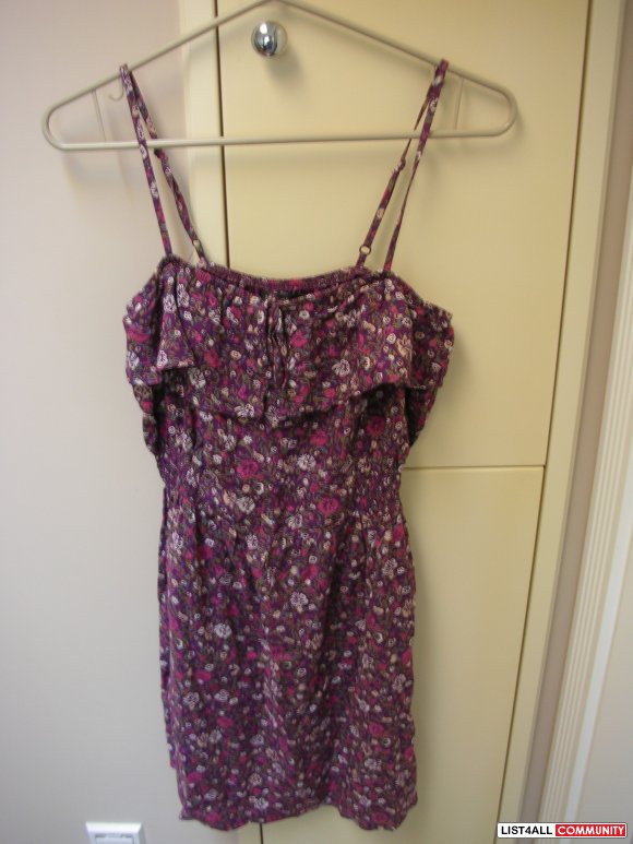 Flower Print Purple Dress