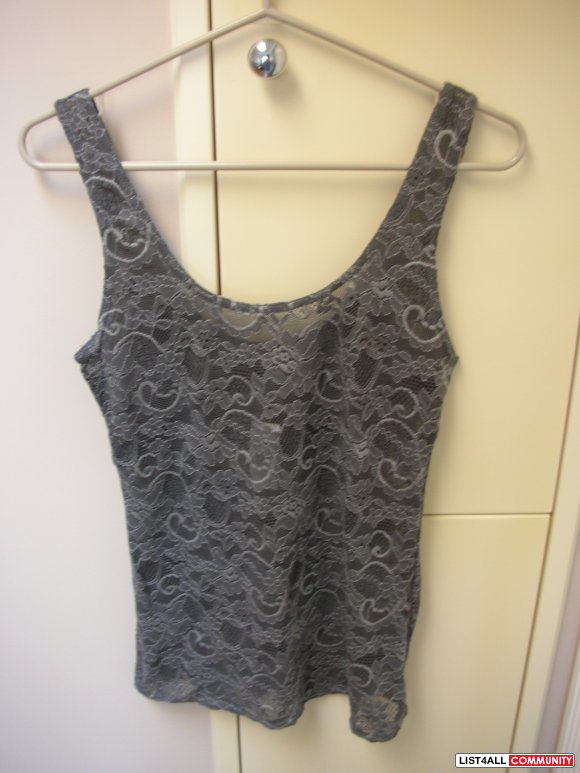 Brand New Talula Stretch Lace Steel Coloured Tank Top