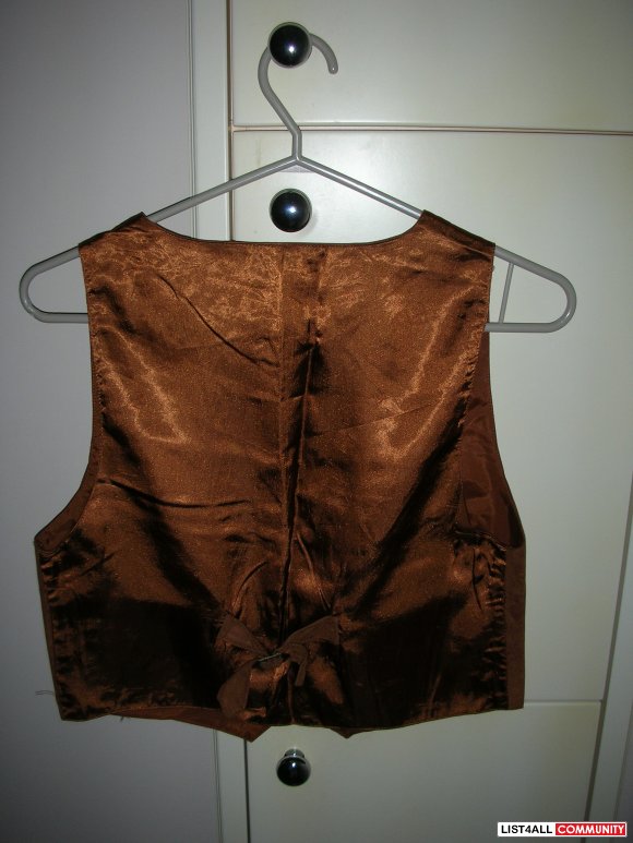 Suede Vest w/ Silk Back Cute Bow Design