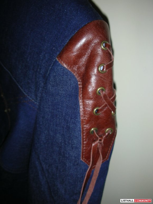 Brand New Jean Jacket w/ Leather Trim
