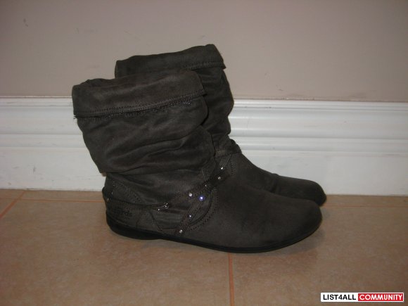 Olive Coloured Suede Boots