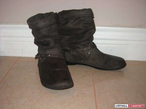 Olive Coloured Suede Boots