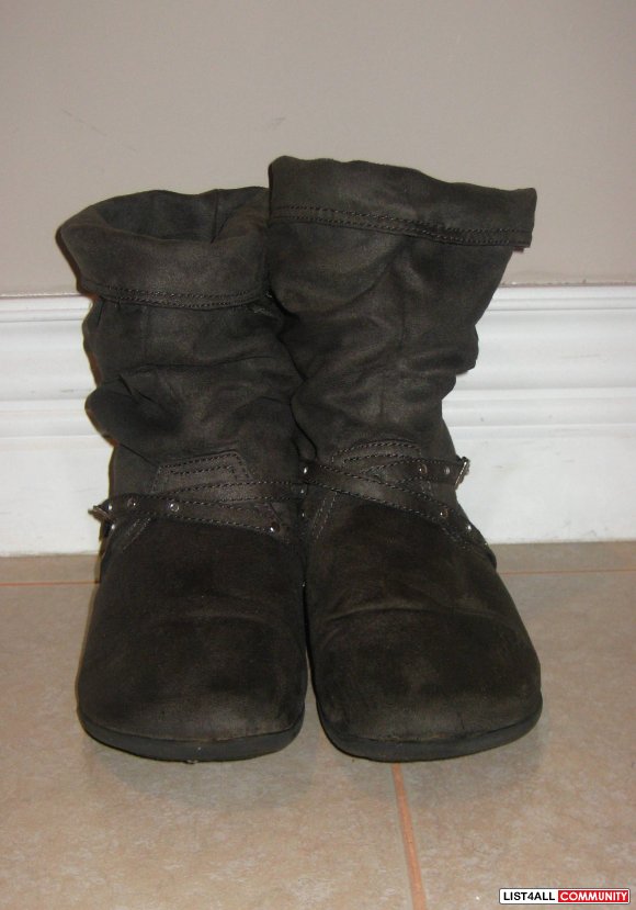 Olive Coloured Suede Boots