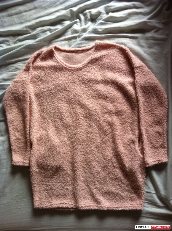 Fuzzy Pink Sweater w/ Pockets