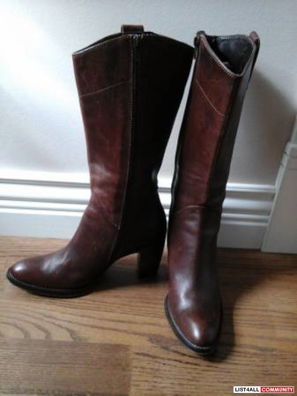 Brown heeled boots