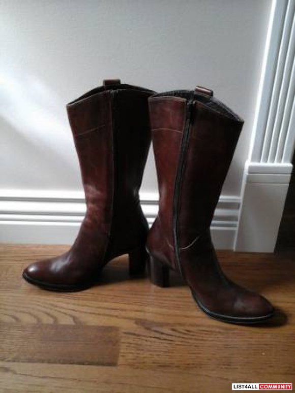 Brown heeled boots