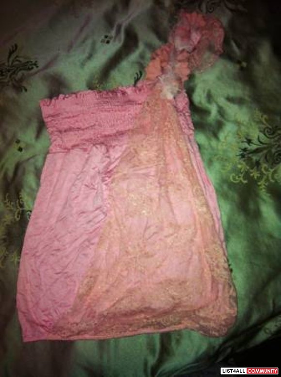 Lace pink one shoulder strap top size xs - small