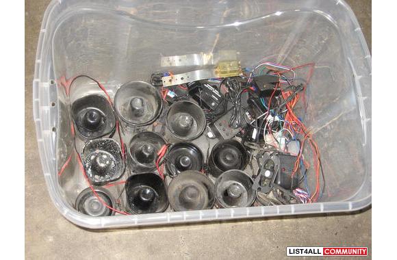 Used car alarm sirens, shock sensors, glass breaka