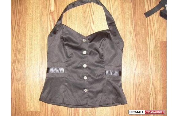 NEW: Sirens Black Silk/Chain Vest TopSz M Fits Sma