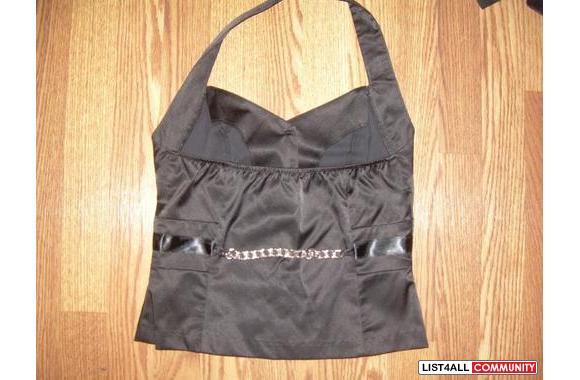 NEW: Sirens Black Silk/Chain Vest TopSz M Fits Sma