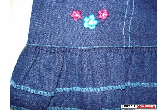 GIRLS DENIM PINAFORE / JUMPER WITH MATCHING TURQUO