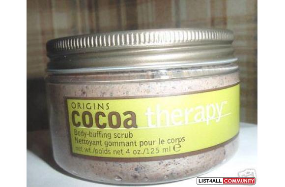 ORIGINS COCOA THERAPY BODY BUFFING SCRUB- 4oz-bran