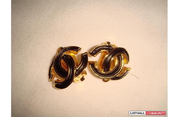 vintage style Chanel rhodium studs or clip-ons (3 