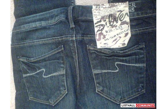 Silver Jeanssize 26inseam 33"brand new with t