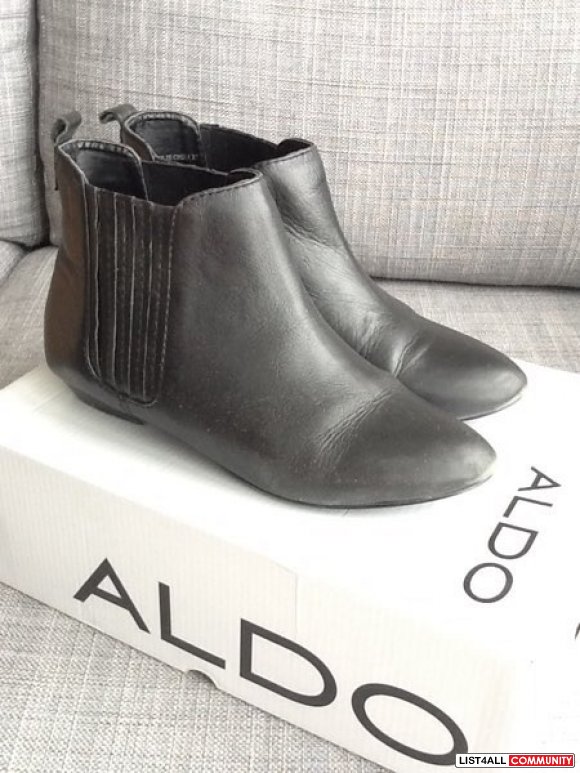 aldo white leather ankle boots
