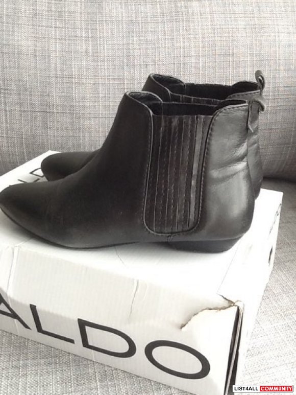 Aldo Genuine Leather Black Ankle Boots - size 7