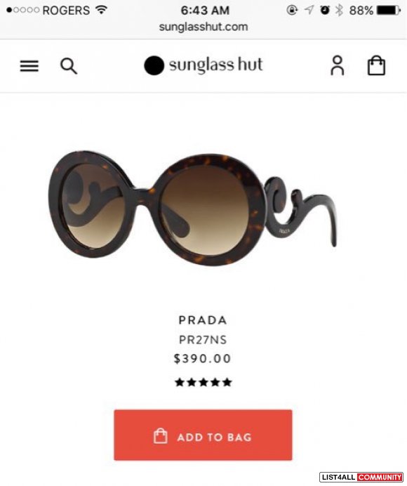 Authentic Prada Baroque Sunglasses (Retail $390)