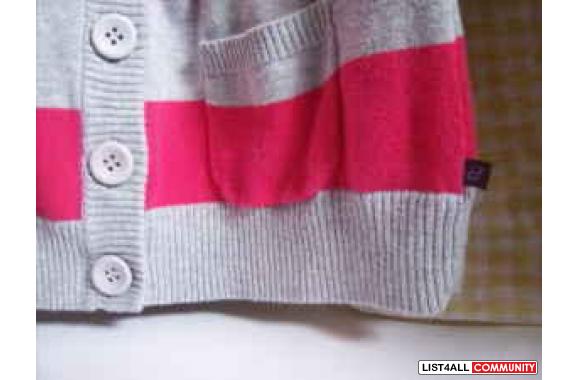 SONG pink and grey stripped cardi ~