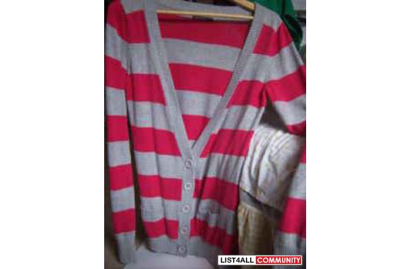 SONG pink and grey stripped cardi ~