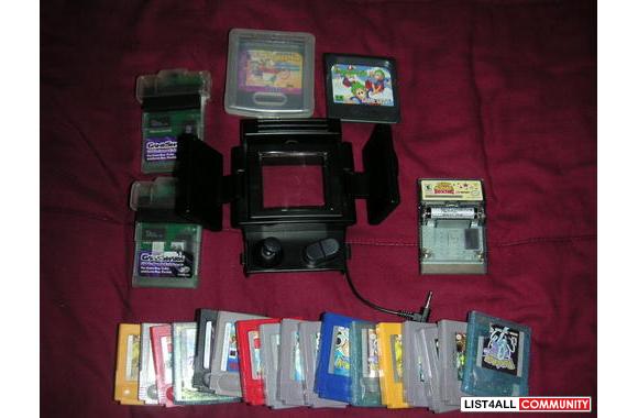 2  Game Boys , games and accessories. 17 games (5 