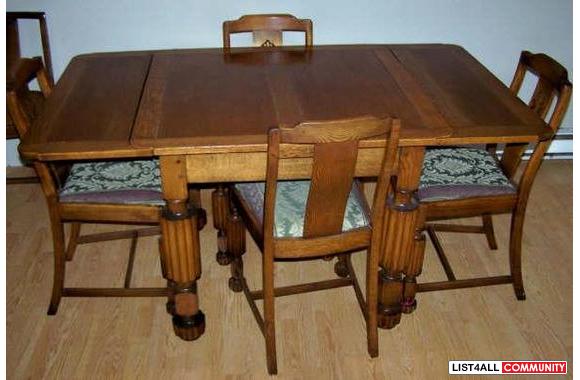 &nbsp;I have a 3 slab table with 4 matching chairs&nbsp;and hutch, the