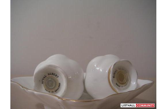 Royal Albert Salt &amp; Pepper shakers with square bowl-Made in Englan
