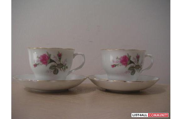 2 Tea cups &amp; saucers-Made in China
