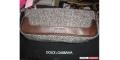 Dolce &amp; Gabanna brown tweed and leather purse