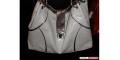 BCBG Max Azria white and silver leather purse