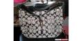Coach black logo jacquard and leather bag