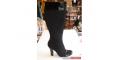 Tahari black canvas and leather high heel boots